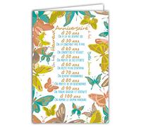 AFIE Carte Heureux Anniversaire Belle Journée Papillons Grand Texte Âges 20 30 40 50 60 70 80 90 100 ans avec Dorure Or Doré Fabriqué en France 65-1227