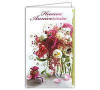 Afie Carte Heureux Anniversaire Bouquet de Fleurs roses Pivoines Cadeaux Or Doré Gaufrage papier en relief brillant découpé