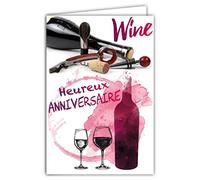 AFIE Carte Heureux Anniversaire - Millésime Bonifié - Années Cuvées - Spéciale Vin Rouge Bordeaux Bouteille Tire-Bouchon œnologie Dégustation - Enveloppe Incluse - Fabriquée en France 65-1349