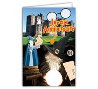 AFIE Carte Joyeux Anniversaire - Enveloppe - Garçon/Fille Fan de Sorcier à Lunettes Personnage Chapeau Magique Fantastique Parchemin Château Britannique Anglais - Fabriquée en France 67-1247