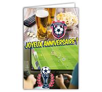 AFIE Carte Joyeux Anniversaire Football Ligue Champions Supporters Match TV Fan Zone Jeu vidéo Coupe Ballon Stade But Bière Pop-corn Apéro Canapé - Enveloppe Incluse - Fabriquée en France 65-1341