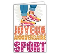 AFIE Carte Joyeux Anniversaire pour Femme Sportive Baskets Marche à pied Randonner Courir Joggeuse Championne - Enveloppe Incluse - Format Original - Fabriquée en France 65-1336