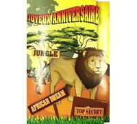 AFIE Carte Porte-Billet Joyeux Anniversaire Lion Roi Animaux Savane Mots en Relief Jungle African Dream Top Secret Enveloppe Blanche 12x17,5cm 67-1024/1