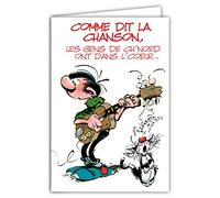 Afie Carte régionnale 59 NORD Gaston Lagaffe Excellent Anniversaire ; Chanson ; les gens du Nord ; Chat ; Guitare ; Notes de musique ; Chanteur ;