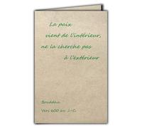 Afie CIT-1011 Carte Citation sur papier naturel fibré avec Enveloppe La paix vient de l’intérieur ne la cherche pas à l’extérieur Bouddha - Fabriqué en France papier issu de forêts gérées durablement