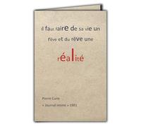 Afie CIT-1012 Carte Citation sur papier naturel fibré avec Enveloppe Il faut faire de sa vie un rêve et du rêve une réalité Pierre Curie - Fabriqué en France papier issu de forêts gérées durablement