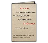 Afie CIT-1017 Carte Citation sur papier naturel fibré avec Enveloppe La vie ce n’est pas attendre que l’orage passe c’est apprendre à danser sous la pluie Sénèque - Fabriqué en France