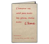 Afie CIT-1018 Carte Citation sur papier naturel fibré avec Enveloppe L’amour ne voit pas avec les yeux, mais avec l'âme Shakespeare le songe d’une nuit d’été - Fabriqué en France