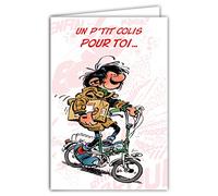 AFIE Gaston Lagaffe Carte Anniversaire sur un vélo - Avec Enveloppe Illustrée 17,5x12cm - Fabriqué en France - GLCT-0156