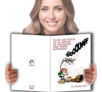 AFIE GLMX-2017 Gaston Lagaffe Maxi Grande Carte Joyeux ANNIVERSAIRE 1 an de plus Musique Harpe Animaux éléphant Défense de vieillir Cadeau Groupé Adultes Signer Format A4 Géant Illustré + Enveloppe