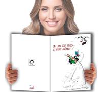 AFIE GLMX-2019 Gaston Lagaffe Maxi Grande Carte Joyeux ANNIVERSAIRE 1 an de plus Sport Saut à la Perche Girafe Animaux Cadeau Groupé Enfants Ados Adultes Signer Format A4 Géant Illustré + Enveloppe