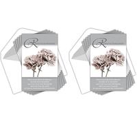 AFIE Pochette de 5 Cartes Remerciements Condoléances fleurs oeuillets gris Décès Deuil Fabriqué en France (Lot de 2)