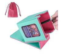 AFIING MTG Boîte de rangement Magic Commander pour 100 cartes à double pochette, 2 séparateurs, sac à dés et 1 chargeur par le haut (vert, rose rose)