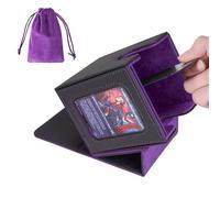 AFIING MTG Boîte de rangement Magic Commander TCG pour 100 cartes à double pochette, 2 séparateurs, sac à cordon et 1 chargeur par le haut (noir/violet)