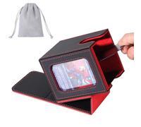 AFIING MTG Boîte de rangement Magic Commander TCG pour 100 cartes à double pochette, 2 séparateurs, sac à cordon et 1 chargeur par le haut (noir/rouge)