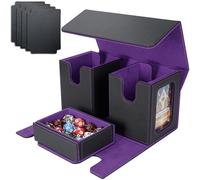AFIING MTG Commander Boîte de rangement pour 200 cartes à double pochette, étui 3 en 1, organiseur de cartes à aimant puissant pour Magic Commander TCG CCG, 4 intercalaires et 2 téléverseurs,