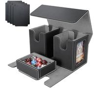 AFIING MTG Commander Boîte de rangement pour 200 cartes à double pochette, étui 3 en 1, organiseur de cartes à aimant puissant pour Magic Commander TCG CCG, 4 intercalaires et 2 téléverseurs,