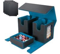 AFIING MTG Commander Boîte de rangement pour 200 cartes à double pochette, étui 3 en 1, organiseur de cartes à aimant puissant pour Magic Commander TCG CCG, 4 intercalaires et 2 téléverseurs,