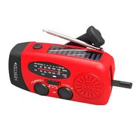 AFINTEK Emergency Solar Dynamo Radio - Hand Crank Survival Radio AM/FM/NOAA, 2000mAh Powerbank, LED Flashlight, USB Recharge, Water Resistant, Red