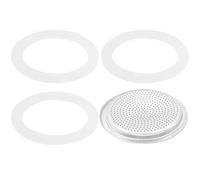 AFIODA Lot de 4 joints pour cafetière à expresso 6 tasses, lot de pièces de rechange avec 3 joints en silicone de qualité alimentaire et 1 filtre, compatible avec la cafetière Bialetti Moka Express en