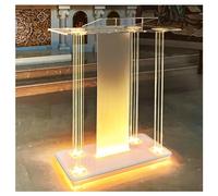 Afitdon Chaire d'église Pupitre en Acrylique Transparent avec Roues et 15 Couleurs de lumière LED réglables, Grand Support Acrylique pour église, Concert, conférence, Mariage, Salle de Classe