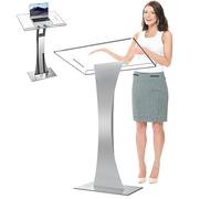 Afitdon Podium en acrylique avec fond stable et fente pour stylo, chaire d'église avec plateforme de lecture en acrylique de 10 mm d'épaisseur, support de podium pour église, conférence, mariage,