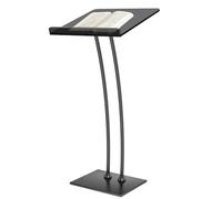 Afitdon Podium en acrylique avec fond stable et fente pour stylo, noir avec plate-forme de lecture en acrylique épais de 10 mm d'épaisseur, support de podium pour église, conférence, mariage, salle de