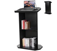 Afitdon Podium en bois, Grand podium en bois, Pupitre de conférencier haut en bois massif premium avec compartiment de rangement à double couche, Pupitre de conférencier pour église, conférence, école