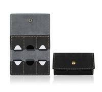 AfitLulu 6 Fentes Étui Carte Mémoire Pliable Pochette Boite Carte SD Portable Rétro Cuir Boite de Rangement Carte avec Snap Métallique pour Voyage et Stockage Quotidien (Noir)