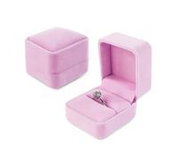 AfitLulu Boîte à Bague en Velours pour Anneaux Mariage Elliptique Boîte pour Propositions, Fiançailles et Mariages (Rose-1)