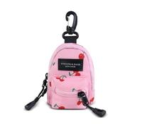 AfitLulu Petit porte-monnaie en forme de sac à dos avec fermeture éclair et mousqueton, 2 poches, porte-monnaie, mini porte-monnaie, porte-monnaie, porte-monnaie avec tour de cou amovible, Rose cerise
