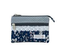 AfitLulu Petit portefeuille en toile pour femme - Petit portefeuille à 2 couches avec fermeture éclair - Style bohème - Mini portefeuille pour pièces de monnaie, argent liquide et cartes, Fleur-a, 13