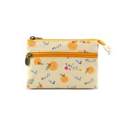 AfitLulu Petit portefeuille en toile pour femme - Petit portefeuille à 2 couches avec fermeture éclair - Style bohème - Mini portefeuille pour pièces de monnaie, argent liquide et cartes, jaune, 13*10