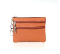 AfitLulu Petit portefeuille pour femme en cuir synthétique avec porte-clés et poche zippée à 2 couches, mini porte-monnaie pour pièces de monnaie, clés, rouge à lèvres, Cuir marron, Mini