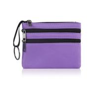 AfitLulu Petit portefeuille pour femme en cuir synthétique avec porte-clés et poche zippée à 2 couches, mini porte-monnaie pour pièces de monnaie, clés, rouge à lèvres, lilas, Mini
