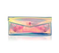 AfitLulu Petite trousse de maquillage irisée pour femmes et filles - Transparent - Petit rangement - Étanche - Porte-monnaie pour pinceaux de maquillage, clés, multicolore, L, Irisé