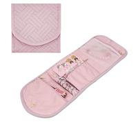 AfitLulu Pochette Bijoux Voyage Rouler Pliable Rangement Bijoux Rouler Anti-Enroulement Conception avec Plusieurs Stockage Espace pour Stockage Anneaux, Colliers, Boucles d'Oreilles, Bracelets (Rose)