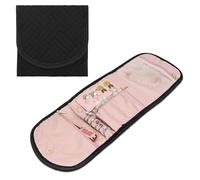 AfitLulu Pochette Bijoux Voyage Rouler Pliable Rangement Bijoux Rouler Anti-Enroulement Conception avec Plusieurs Stockage Espace pour Stockage Anneaux, Colliers, Boucles d'Oreilles, Bracelets (Noir)
