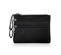 AfitLulu Porte-monnaie avec 3 poches à fermeture éclair et porte-clés, petit porte-monnaie en toile, sac de rangement pour serviettes hygiéniques, porte-monnaie pour clés, cartes, pièces de monnaie,