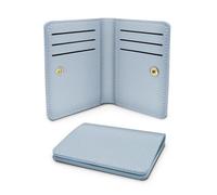 AfitLulu Porte Monnaie Femme Ultra-Mince Porte Carte Femme Solide Couleur Portefeuille Cuir avec Clic pour 8 Fentes pour Cartes de Crédit et 1 Billet de Banque Fente (Bleu)
