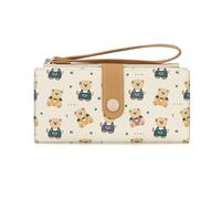 AfitLulu Porte-monnaie mignon pour femme, portefeuille fin avec poche pour pièces de monnaie, portefeuille à deux volets avec fermeture éclair et bouton-pression, sac à main fin pour femme, jaune