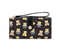 AfitLulu Porte-monnaie mignon pour femme, portefeuille fin avec poche pour pièces de monnaie, portefeuille à deux volets avec fermeture éclair et bouton-pression, sac à main fin pour femme, Noir