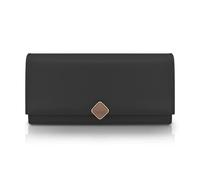 AfitLulu Portefeuille pour femme avec décoration carrée à boutons-pression et poche zippée pour pièces de monnaie, portefeuille pour cartes de crédit pour 9 emplacements pour cartes et fenêtre pour