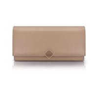 AfitLulu Portefeuille pour femme en similicuir avec décoration carrée à boutons-pression et poche zippée pour pièces de monnaie, grand sac à main pour femme triple pliage, portefeuille élégant pour 9