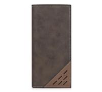 AfitLulu Portefeuille rétro pour homme en similicuir avec 11 emplacements pour cartes de crédit et poche zippée pour pièces de monnaie, portefeuille long pour homme avec 3 compartiments et fenêtre