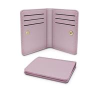 AfitLulu Portefeuille ultra fin pour femme avec porte-cartes de crédit de couleur unie - Petit sac à main simple avec bouton-pression pour 8 emplacements pour cartes de crédit et 1 emplacement pour