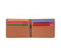 AfitLulu Portefeuille ultra fin pour homme avec pinces à billets en métal et 4 emplacements pour cartes, portefeuille fin en cuir synthétique pour homme, marron, S, Décontracté