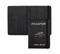 AfitLulu Protege Passeport Cuir RFID Blocage Étui Passeport avec 4 Fentes pour Cartes de Crédit et 2 SIM Fente, Passport Holder avec Élastique Sangle pour Femmes Hommes (Noir)