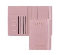 AfitLulu Protege Passeport Cuir RFID Blocage Étui Passeport avec 4 Fentes pour Cartes de Crédit et 2 SIM Fente, Passport Holder avec Élastique Sangle pour Femmes Hommes (Rose)