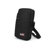 AfitLulu Sac à bandoulière pour homme de 17,8 cm - 3 poches - Mini sac à bandoulière pour homme avec bretelles amovibles et réglables pour la randonnée, les voyages, le sport, Noir , 18.5 x 10.3 x 4